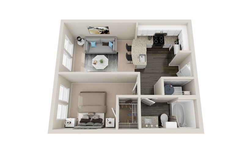 AP - 1 bedroom floorplan layout with 1 bathroom and 560 square feet
